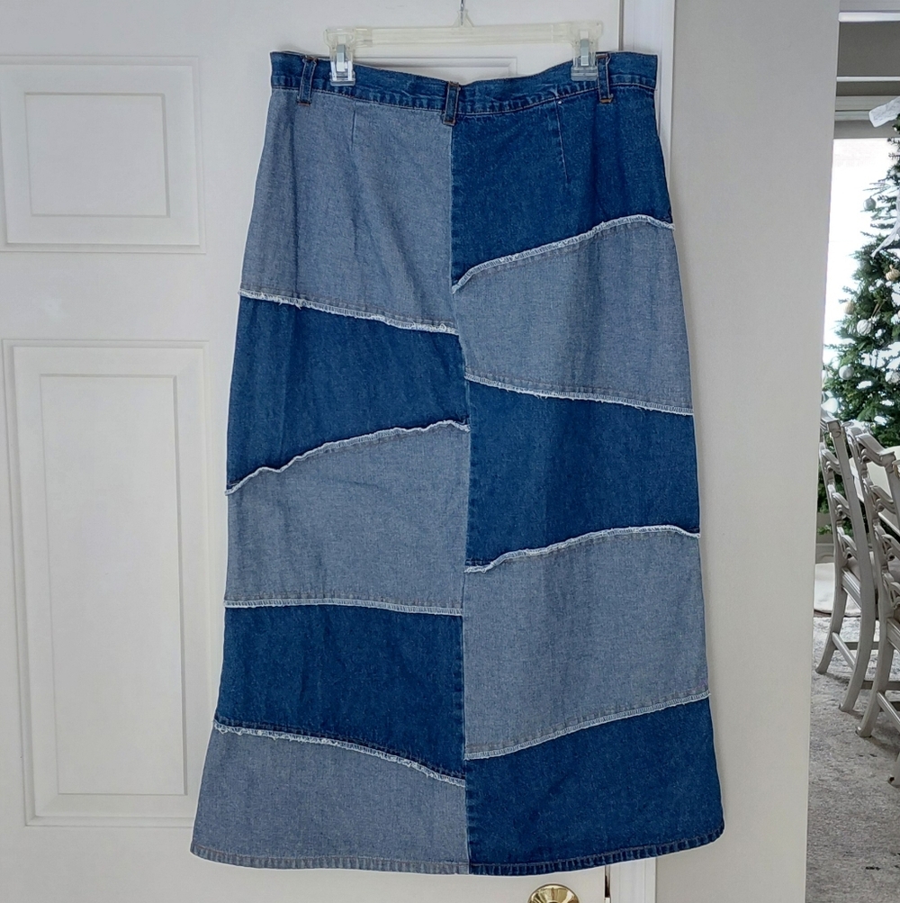 Meandyou Vintage Denim Western Country Boho Cotton Y2K Midi Layered Skirt. Sz 1X - Picture 4 of 6